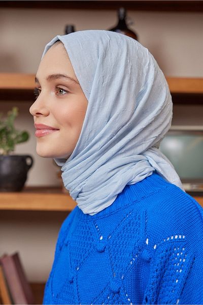 Şalland Viscose Kraş Shawl Ice Blue