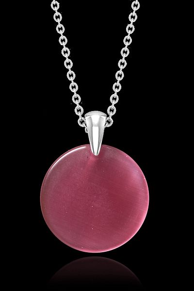 Tesbih Atölyesi Certified Round Dark Pink Agate Stone Necklace - Aaa Quality