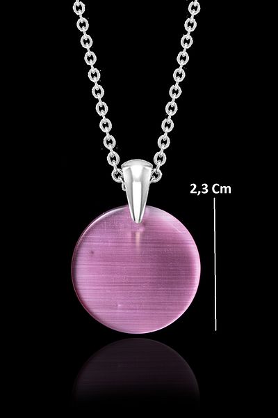 Tesbih Atölyesi Certified Round Light Pink Agate Stone Necklace - Aaa Quality