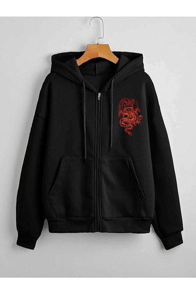 mw memowear Unisex Dragon Ribbed Sweatshirt Cardigan