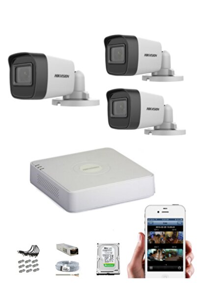 Hikvision Aesistanbul Güvenlik Kamera Seti-3'lü 500gb Hdd- 3 Kameralı Set (AR...