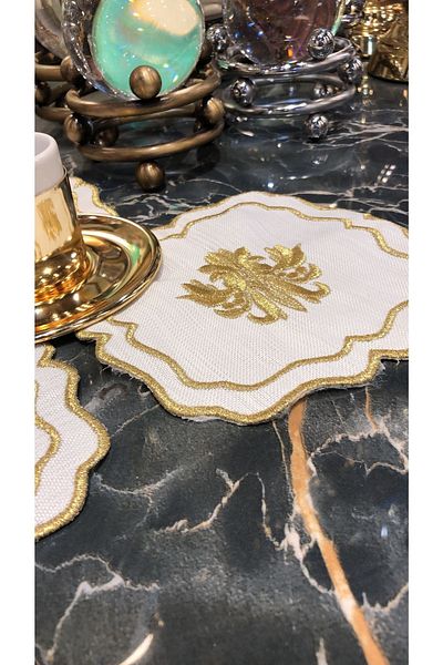 Bonny Home Liva Gold 6-Piece Cocktail Presentation Napkin Maras Work Glaze Embroidery Embroidered Coffee Presentation Napkin