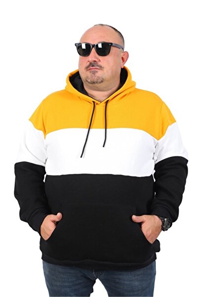 Starbattal Plus Size Pieced Hooded Sweat 22736 Mustard
