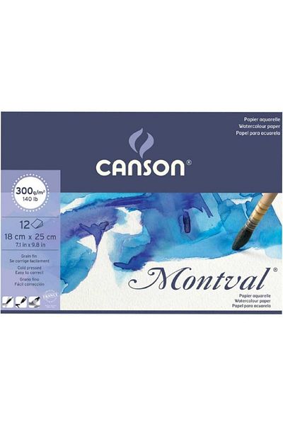 Canson Montval Aquarelle Cold Pressed 300Gr Water Color Block 12 Sheets 18X25Cm (1 Side Adhesive)