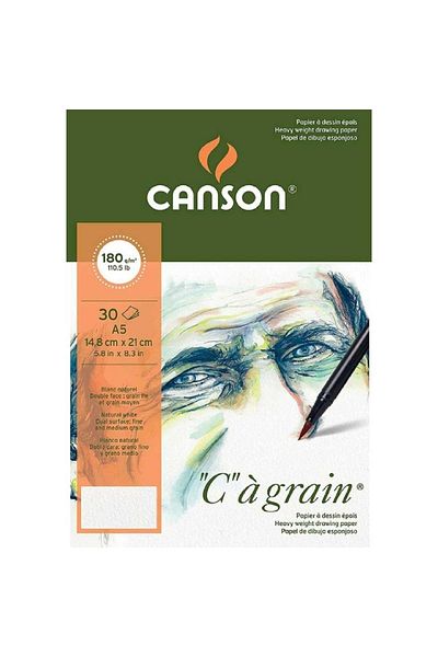 Canson Ca Grain Pad 180gr Natural White Drawing Block 30 Sheets A5 (14.9x21cm)