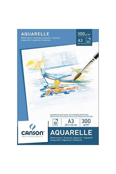 Canson Leisure Aquarelle Pad 300g Water Color Block 10 Sheets A3 (29.7x42cm)