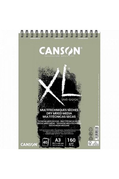 Canson Xl Sand Grain Gris Spiral Pad 160gr A3(29,7x42cm)40 Sheets