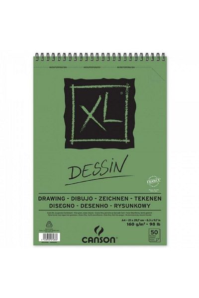Canson Xl Dessin Drawing Spiral Pad 160gr Spiral Drawing Block 50 Sheets A4 (21x29.7cm)