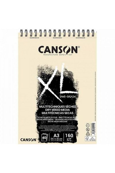 Canson Xl Sand Grain Natural Spiral Pad 160gr A3(29,7x42cm)40 Sheets