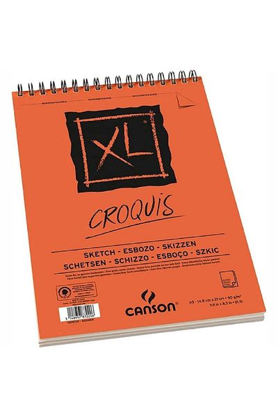 Canson Xl Croquis Sketch Pad 90gr 50 Sheets Spiraled Drawing Notebook A5 (14.9x21cm) (top)