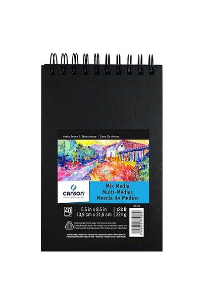 Canson Mix Media Art Book 224gr Multi-Purpose Spiral Painting Notebook 40 Pages 13,9x21.6cm (hard cover)