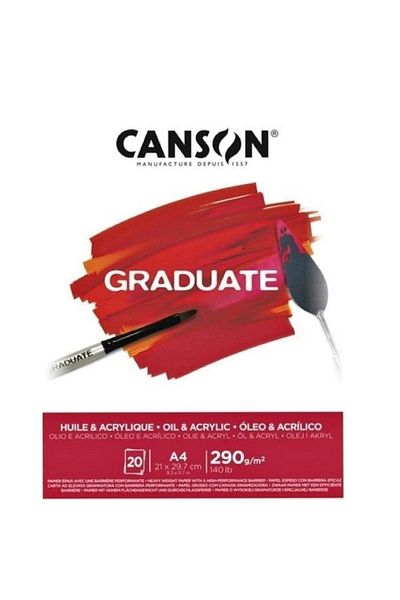 Canson Graduate Acrylic And Oil Paint Notebook A4 290gr 20 Sheets