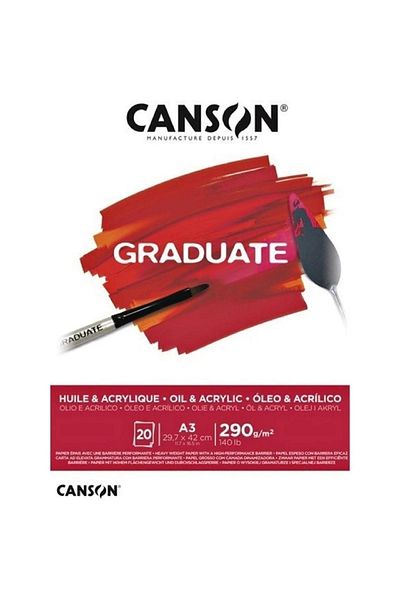 Canson Graduate Huile Acrylique Notebook A3 290gr 20 Sheets
