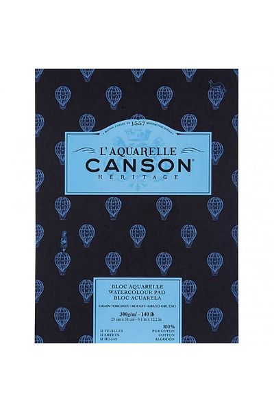 Canson Heritage Aquarelle Rough 300gr Water Color Block 12 Sheets 23x31cm