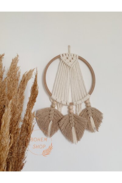 Bohem Shop El Yapımı Izlanda Stili Düş Kapanı Yapraklı Makrome Duvar Süsü -