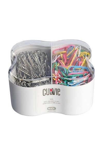 Mas Кламери Curvie Nickel № 4 200 броя + цветни кламери 28 мм 250 броя 1355