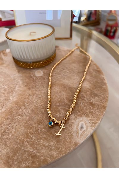 Trendy Butik قلادة دوريكا مع حرف I وتفاصيل عين الشر