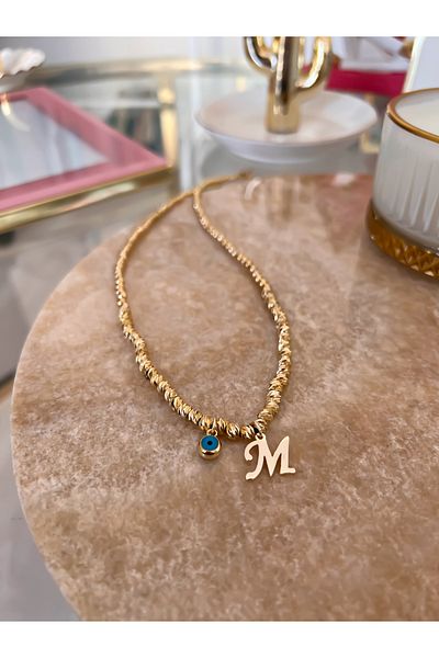 Trendy Butik قلادة دوريكا مع حرف M وتفاصيل عين الشر