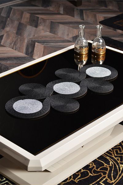 Natural Dowry Endless Lite Black Washable Polyp Wicker Rope Living Room Dining Table Coffee Table Kitchen Cloth Runner