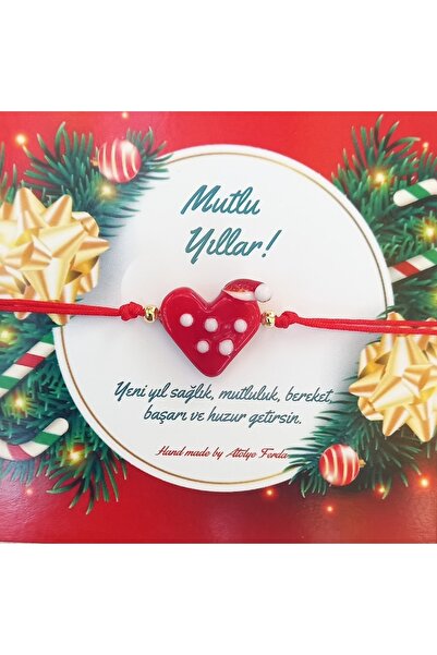 Atolye Ferda هدية السنة الجديدة سوار بطاقة القلب الأحمر مورانو
