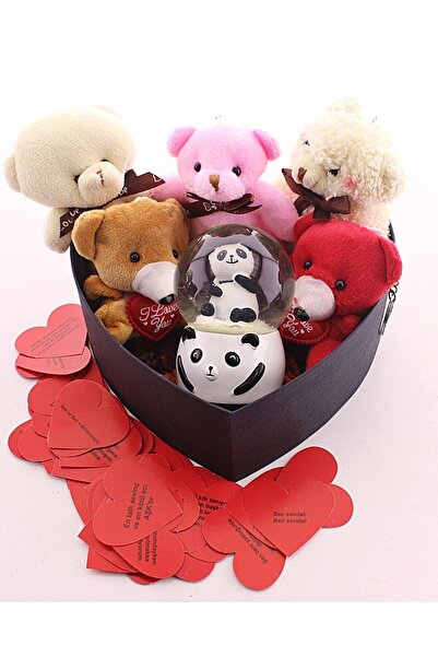 Genel Markalar Dekoratif Sevgiliye Yılbaşı Hediyesi Kalp Kutu Içinde Panda Ka...