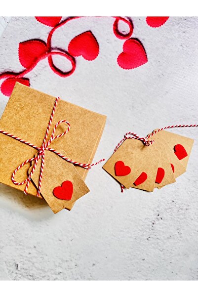 t tuğset etiket Kraft Etiket /keçe Kalpli Kraft Etiket 5 Adet