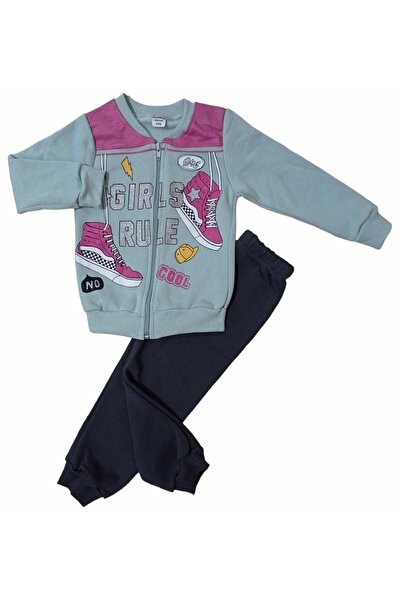 krm kerem bebe Winter Zippered Shoe Patterned Tracksuit Set with Fleece Inside