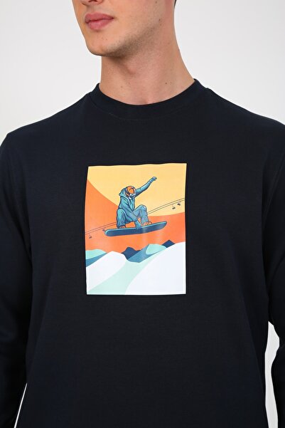 ESQUDO Чоловічий синій оверсайз світшот з принтом