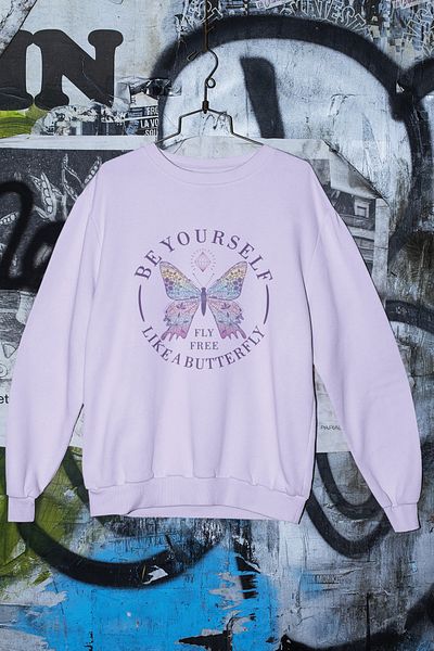 SUNFREE Hanorac oversize cu imprimeu fluture liliac