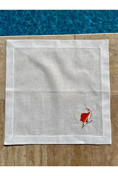 Klas Home Decor سمكة منديل الكتان الفرنسي المطرز بالبحر