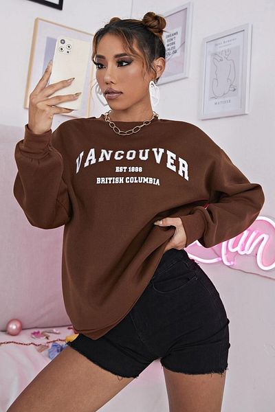 MODAGEN Φούτερ Unisex Brown Vancouver Est 1886 Printed Crew Neck φούτερ