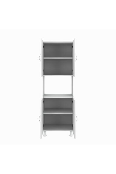 Alesta Life 4 Kapaklı Orta Mikrodalga Mini Fırın Bölmeli Mutfak Dolabı Çok Amaçlı Dolap Beyaz