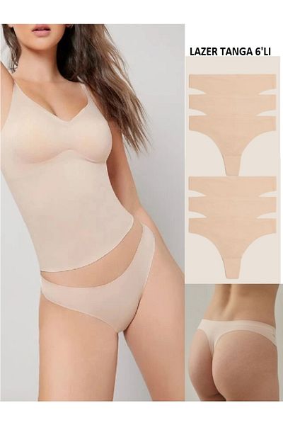 GECKO COLLECTION Gecko 6-Piece Laser Cut Thong Women's Panties - No Trace