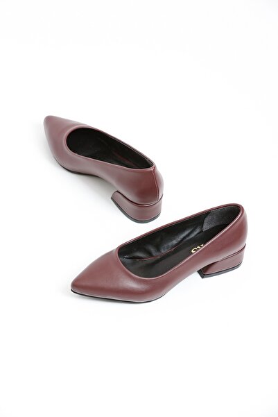 FORS SHOES Burgundy Color Skin Women's Heeled Shoes 3 Cm