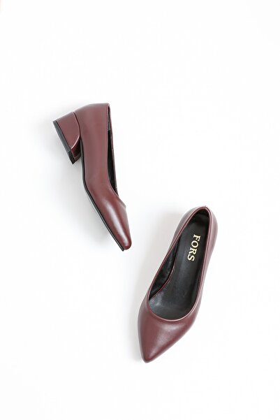 FORS SHOES Burgundy Color Skin Women's Heeled Shoes 3 Cm