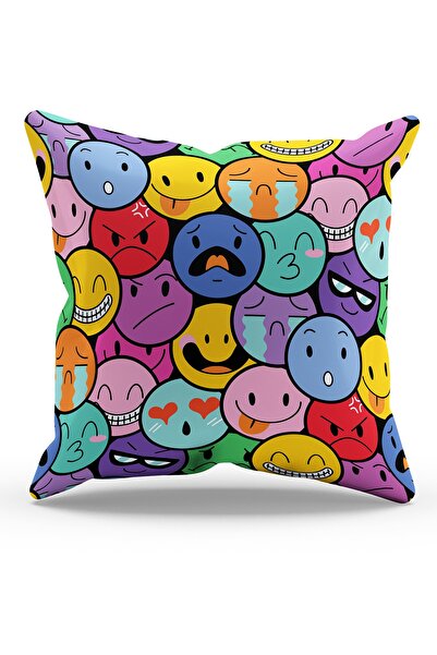 Moud's غطاء وسادة من جلد الغزال مطبوع على الوجهين برموز تعبيرية