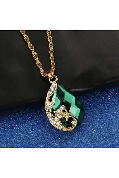 Takıtolia Victorian African Crystal Emerald Green Jewelled Water Drop Necklace Earrings Ring Valentine's Day Gift Set