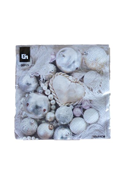 Via Gardenia مناديل ورقية بطابع رأس السنة باللون الرمادي مقاس 33*33 سم 20 قطعة