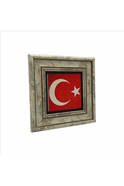 BAKSEPETE Türkiye Flag Printed Natural Stone Painting 20Cmx20Cm Krt-098