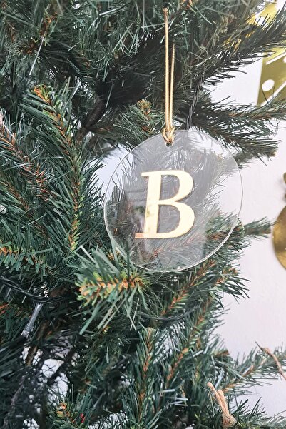 PEKSHOP Στολίδι Χριστουγεννιάτικου Δέντρου με Αρχικά - Χρυσό Πρωτοχρονιάτικο Στολίδι