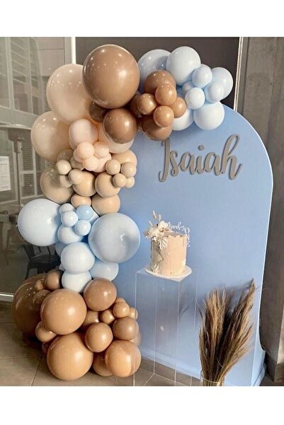 Çemrek Süs Parti 70 Adet Balon Ve Balon Zinciri Erkek Bebek Pastel Kahverengi...