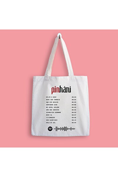 designedfy Geantă din pânză imprimată cu chitanță Pinhani Album