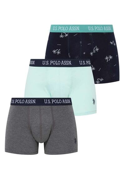 U.S. Polo Assn. Ανδρικό μπόξερ 3 τεμαχίων Τυρκουάζ-σκούρο μπλε-γκρι