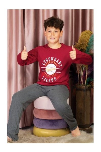 Pyjama Familya Young Men's Long Sleeve Patterned Seasonal Pajamas