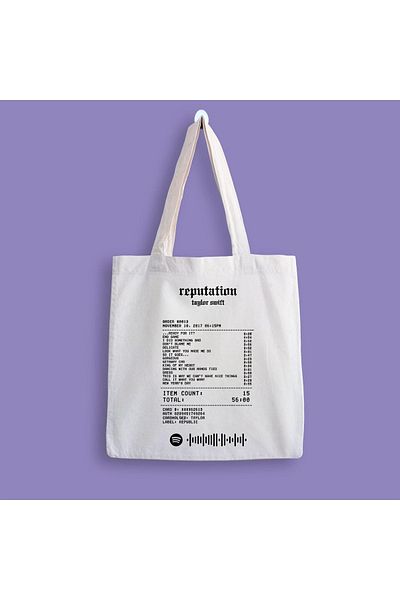 designedfy Geantă din pânză cu chitanță pentru albumul de reputație Taylor Swift
