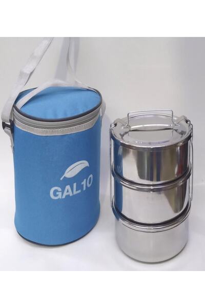 abnturk Termoslu Çanta Hediyeli 3lü Çelik Sefer Tası 1-2 Kişlik 12x15cm Isı K...