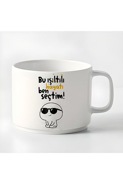 GünayStore 180 Ml Double Turkish Coffee Cup - Cool Moto, Espresso I Chose This Shiny Life