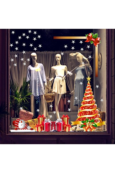 Aysprint Set de autocolante pentru decorațiuni de Anul Nou pentru vitrine, pe...