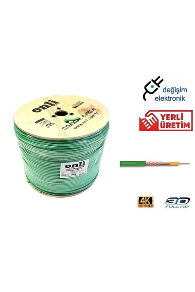 tteknolojik Yeşil Uydu Çanak Anten Kablosu Gold 50 Metre F Konnektörlü