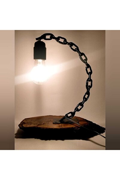 Keleşoğlu Dekorasyon Otantik Ahşap Tabanlı Masa Lambası